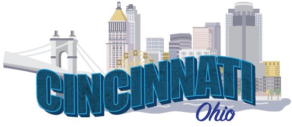 Skyline illustration of Cincinnati, Ohio.