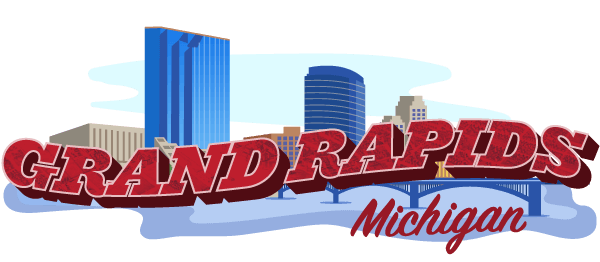 Skyline illustration of Grand Rapids, Michigan, the HQ of Media Place Partners.