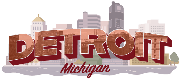 Skyline illustration of Detroit, Michigan.