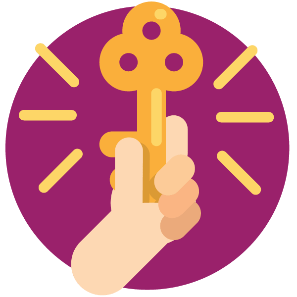 hand holding a key showing that this section is a key element of the page.