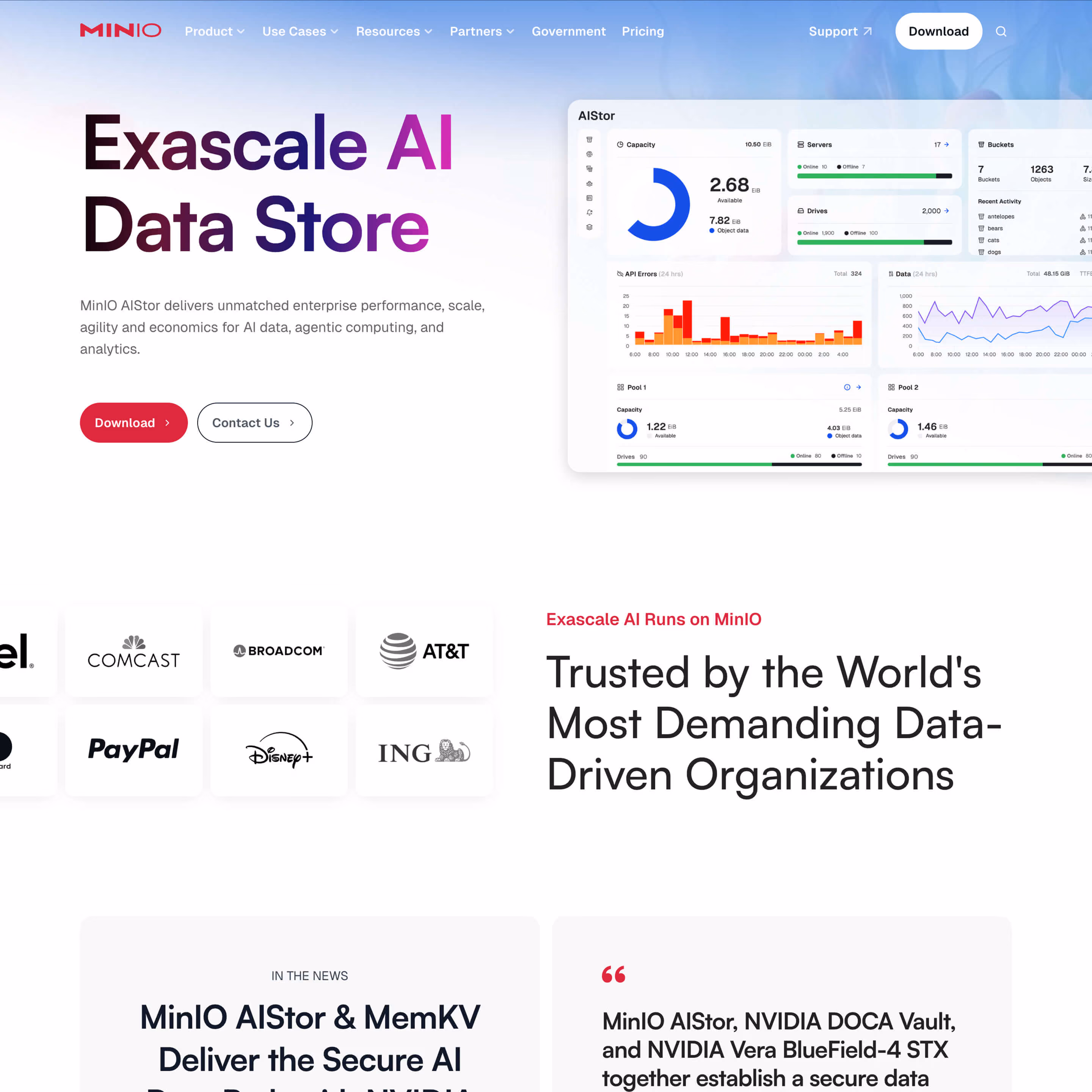 MinIO website built in Webflow