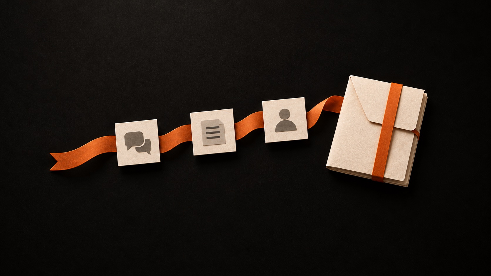 An orange path connects conversation, documents and personal preparation.