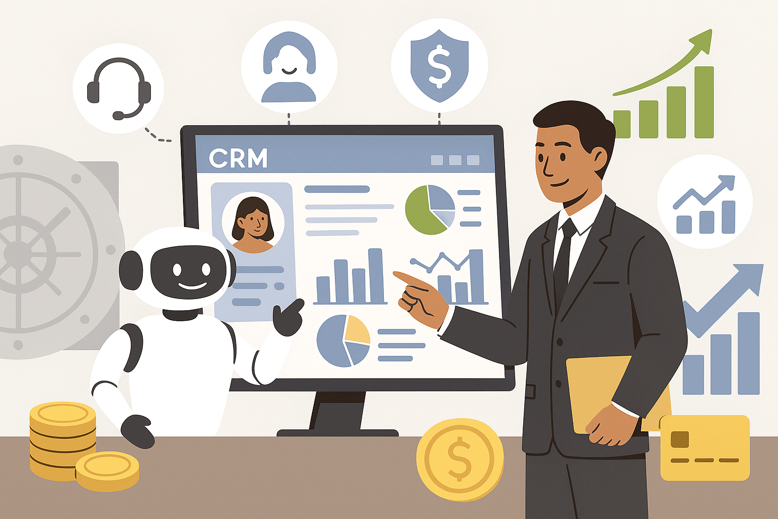 5 Best CRM for Financial Services: 1. Zoho Finance 2. Salesforce Financial Services Cloud 3. Cloudsquare 4. HubSpot for Finance 5. LendSaaS