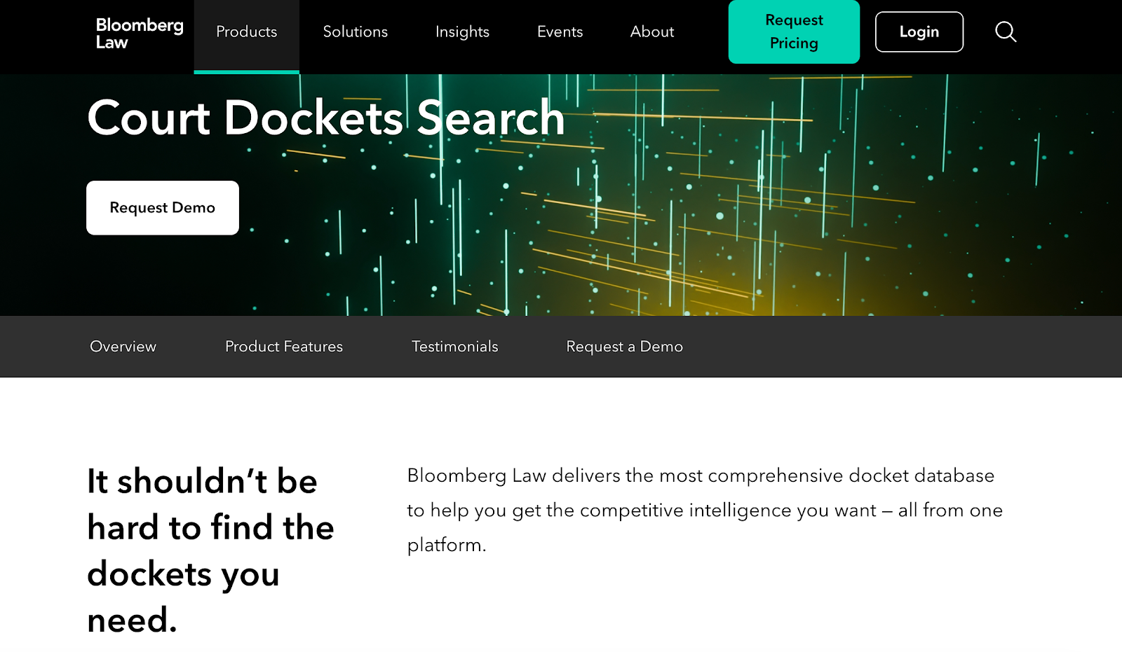 Bloomberg Law's Court Dockets Search