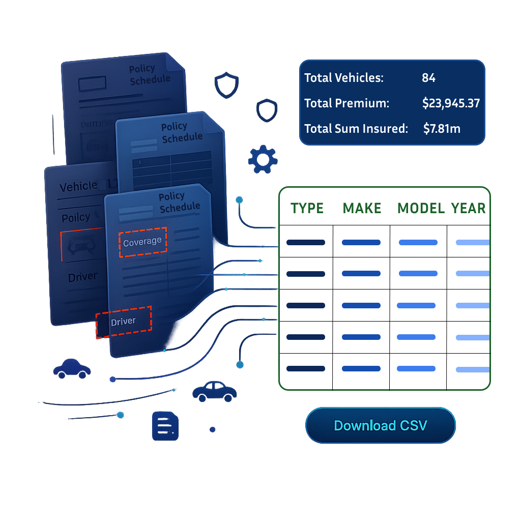 Fleet Schedule Extraction for Commercial Auto Insurance