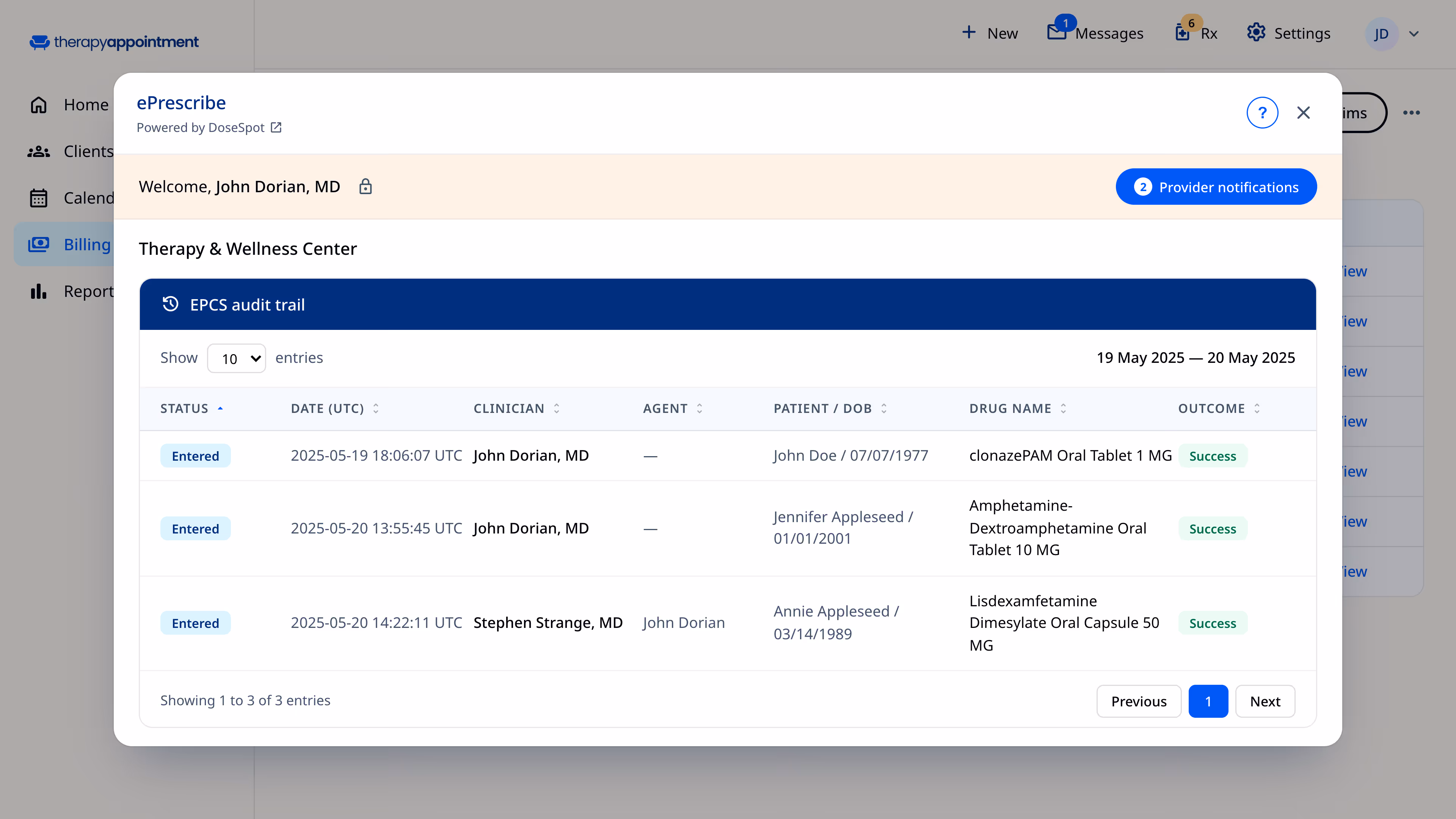 Preview of ePrescribe with TherapyAppointment