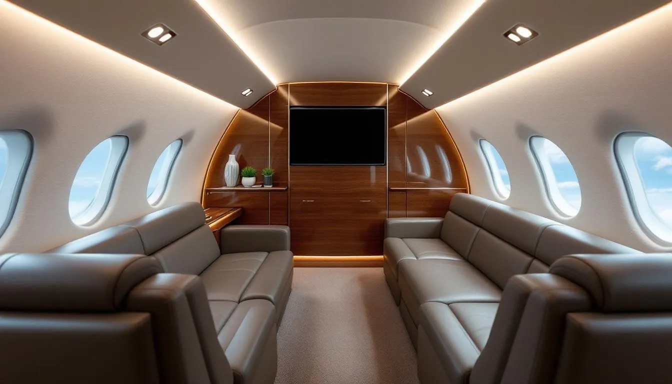 The image depicts a luxurious private jet ready for takeoff, showcasing the benefits of fractional jet ownership and private aviation. It emphasizes the premium aircraft experience, highlighting guaranteed access and personalized service for frequent flyers.