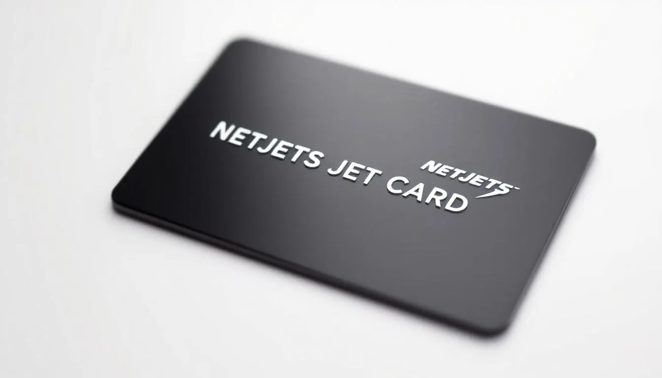The image showcases a NetJets Jet Card, which symbolizes access to a fleet of private jets, including light jets and midsize jets, offering guaranteed availability and flexibility for private aviation travel. This card represents a cost-effective solution for individuals seeking to optimize their flight hours without the long-term commitment of fractional ownership.