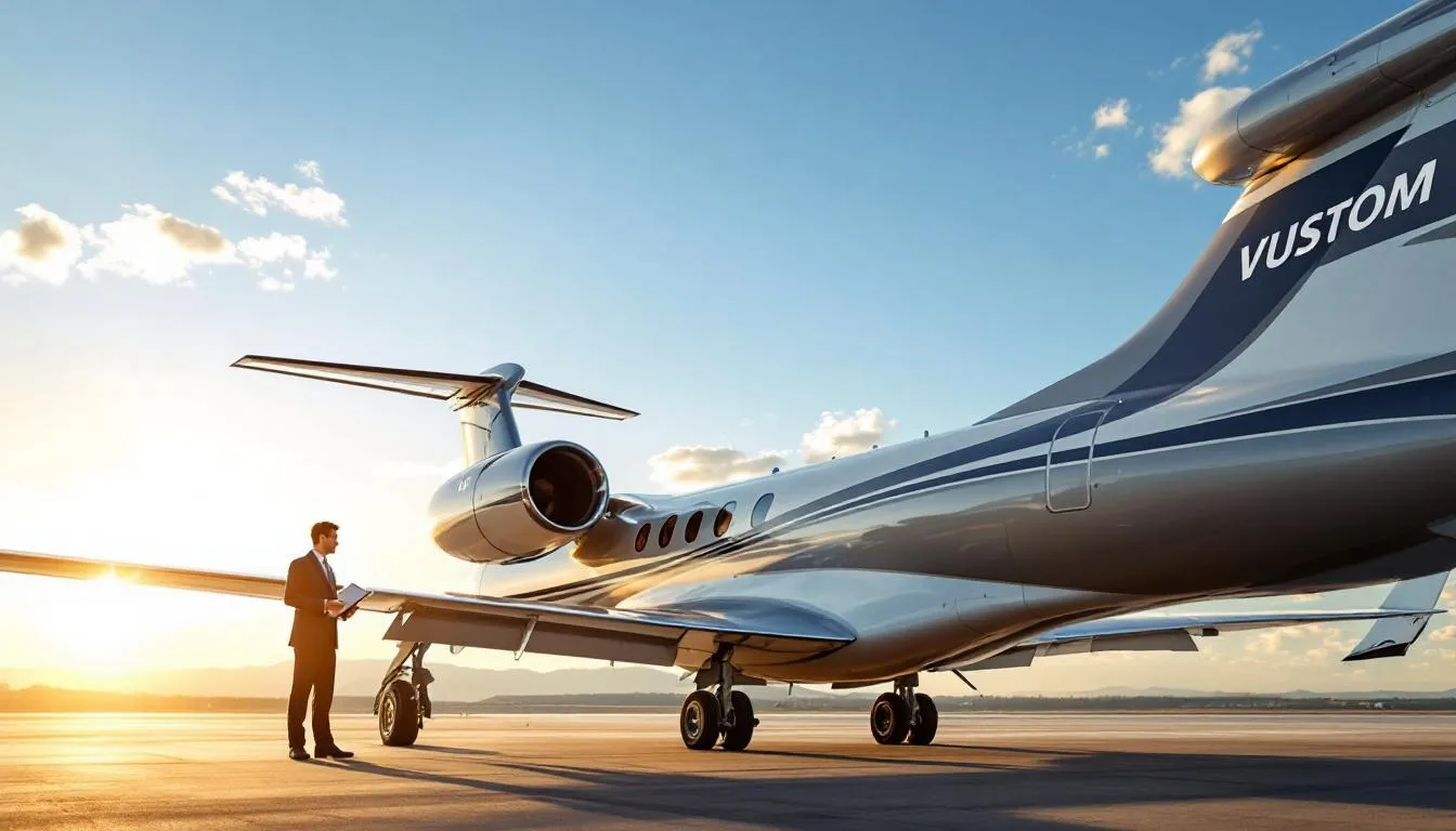 An image of a luxurious private jet sits on a tarmac, showcasing its sleek design and spacious cabin, ideal for private jet travelers seeking comfort and convenience. This charter plane represents the best in private aviation, offering exceptional service and flexible scheduling for both business and leisure travel.