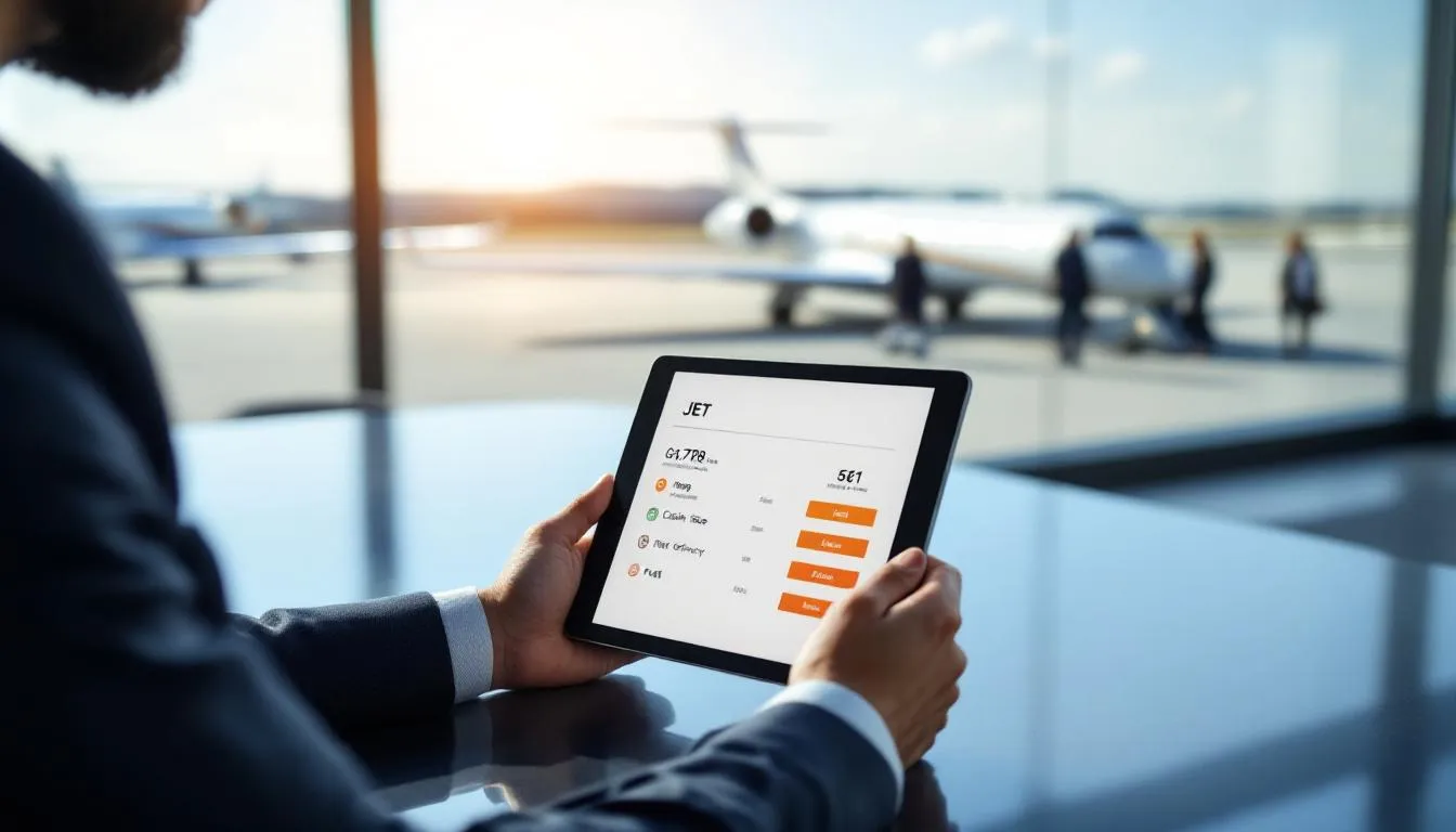 The image depicts a sleek private jet on a runway, symbolizing the luxury and convenience of private jet travel. It highlights the options available for charter flights, emphasizing personalized service and a seamless journey for private jet travelers.