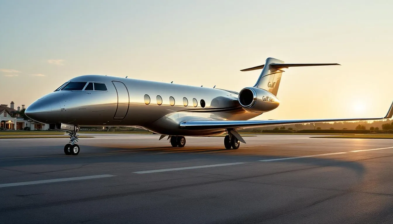 The image showcases a sleek executive jet parked at a private aviation terminal, symbolizing luxury travel and convenience. This private jet charter offers impeccable service and privacy onboard, catering to clients' flight needs with a professional crew ready for takeoff.