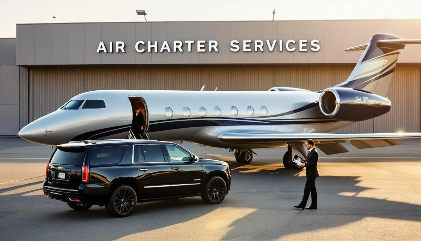 The image depicts a sleek private aircraft ready for air charter services, showcasing the comfort and safety features that prioritize passengers' travel experience. With highly experienced pilots at the helm, this Sacramento air charter company offers a fleet designed for efficient aircraft management and personalized flight solutions.