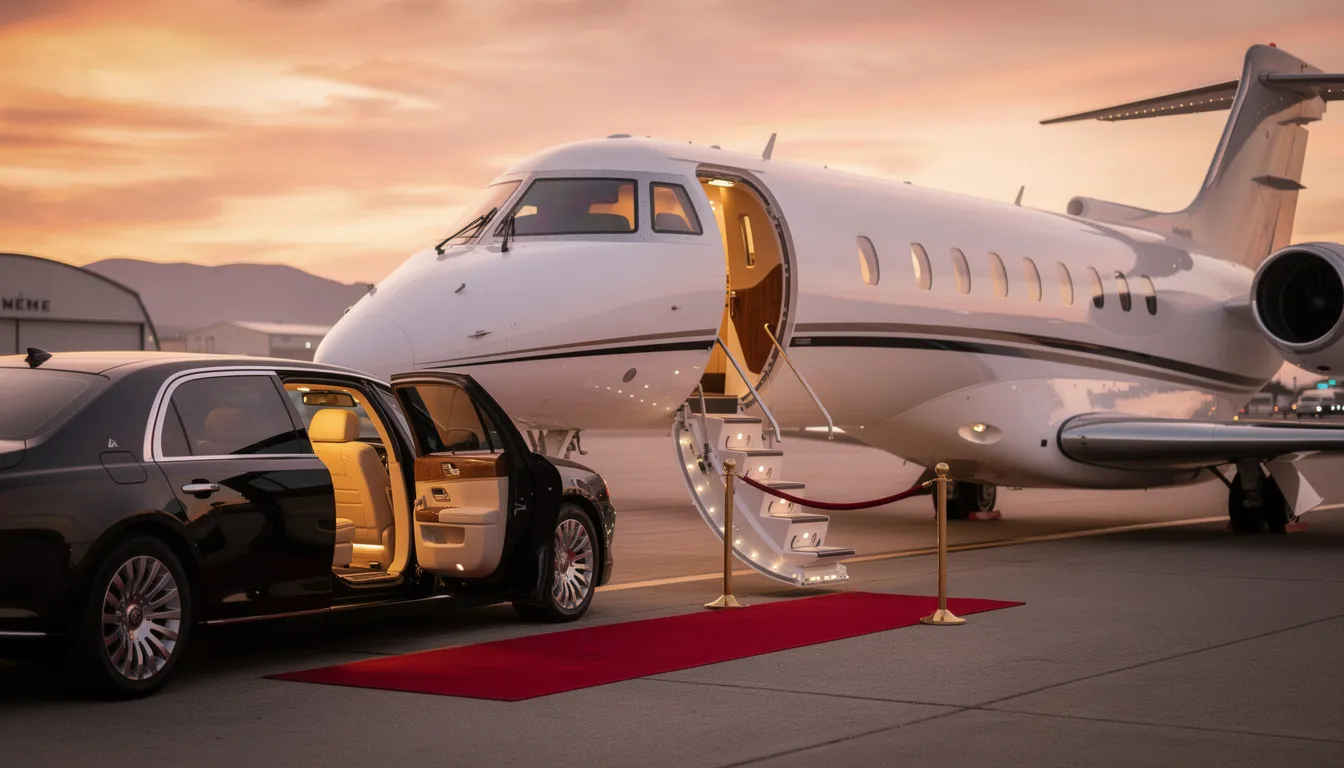The image showcases a luxurious private jet, highlighting its sleek design and spacious interior, perfect for an affordable private flight experience. This private jet charter offers passengers the convenience of empty leg flights, making it an appealing option for those seeking cost-effective travel to popular destinations.