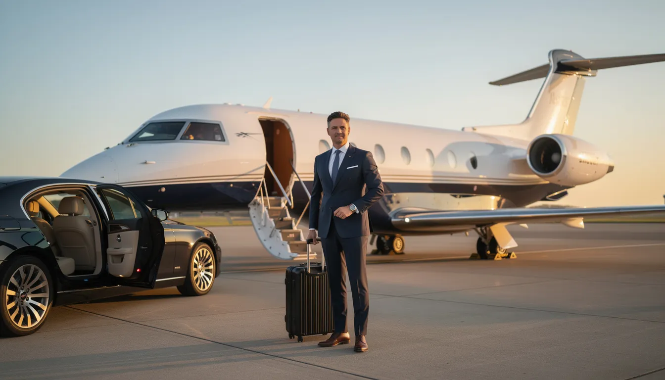 The image depicts a luxurious private jet, showcasing its sleek design and spacious interior that accommodates up to seven passengers. This visual representation highlights the concept of private jet ownership, emphasizing the investment involved in the private aviation industry, including costs such as initial purchase price, ongoing expenses, and aircraft maintenance.