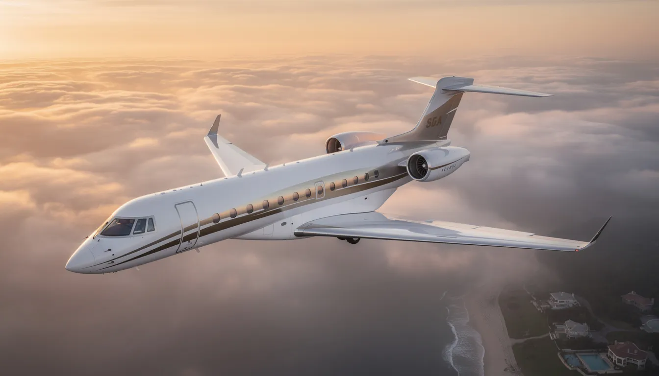 The image showcases a sleek large cabin jet parked on a private tarmac, symbolizing the luxury and convenience of the leading private aviation company, Sentient Jet. This scene highlights the intelligent private aviation solutions offered, including guaranteed availability and exclusive benefits for jet card owners.