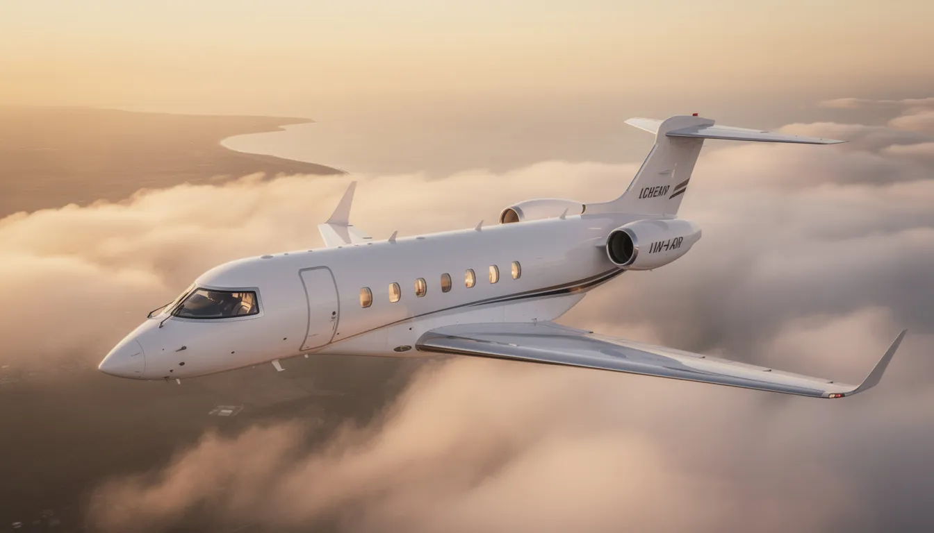 The image depicts a luxurious private jet parked at Los Angeles International Airport, showcasing the sleek design of the aircraft and the high-end amenities offered for a stress-free travel experience. This scene emphasizes the commitment to excellence and personalized service in private aviation, highlighting the convenience of private jet charters for discerning clients.