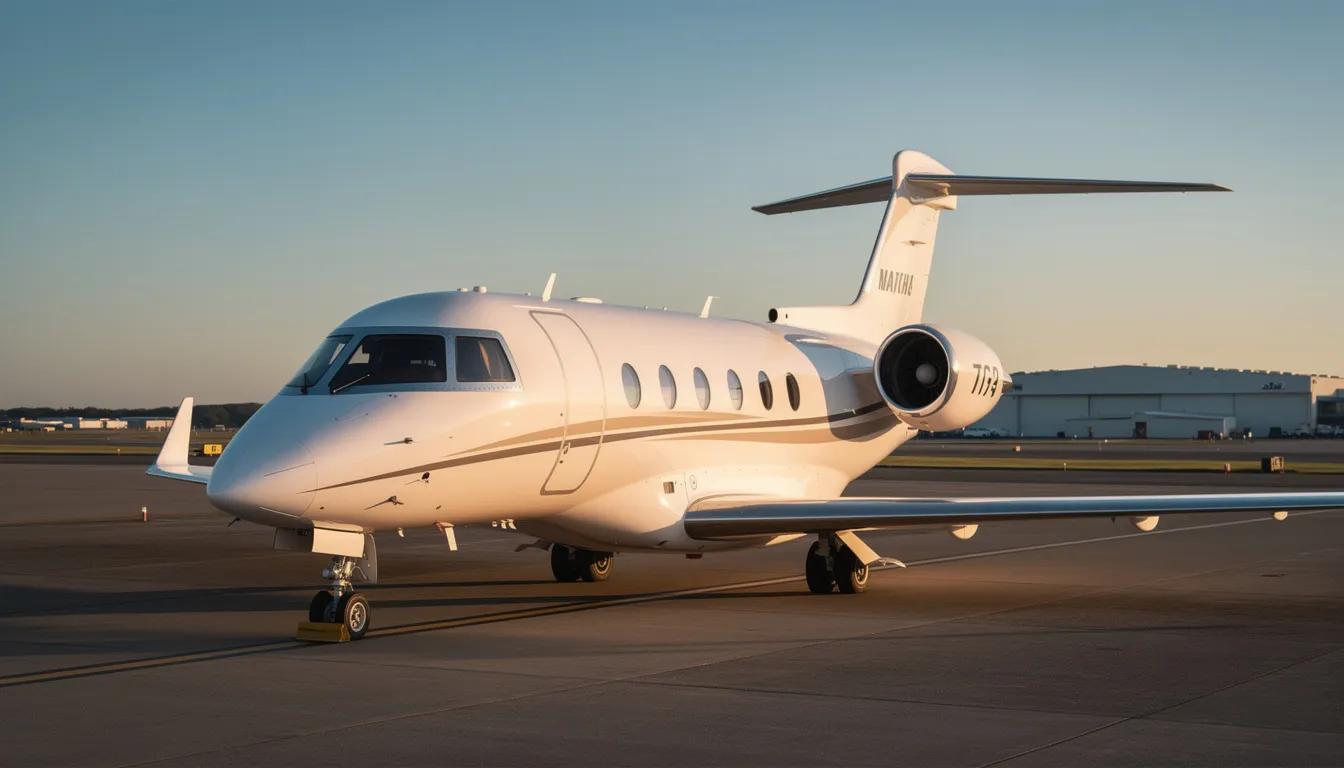 The image features a sleek private jet parked on a tarmac, showcasing its modern aircraft design and luxurious exterior. This private aviation option offers extensive access to popular destinations, ensuring a seamless booking experience for travelers seeking comfort and privacy in their journeys.