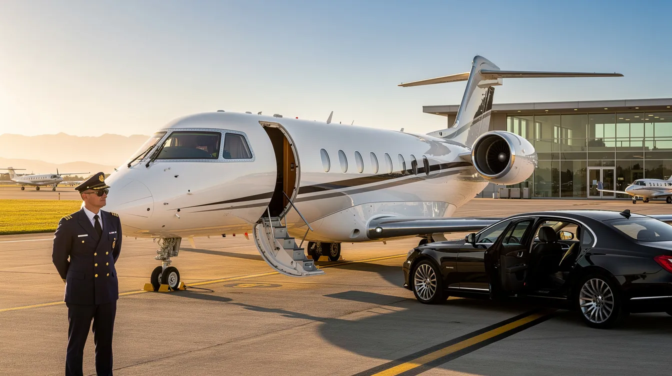 The image depicts a luxurious private jet from the Flexjet fleet, showcasing the elegance and comfort of private aviation. This aircraft represents the fractional jet ownership market, offering exclusive travel experiences and unparalleled access to destinations worldwide.