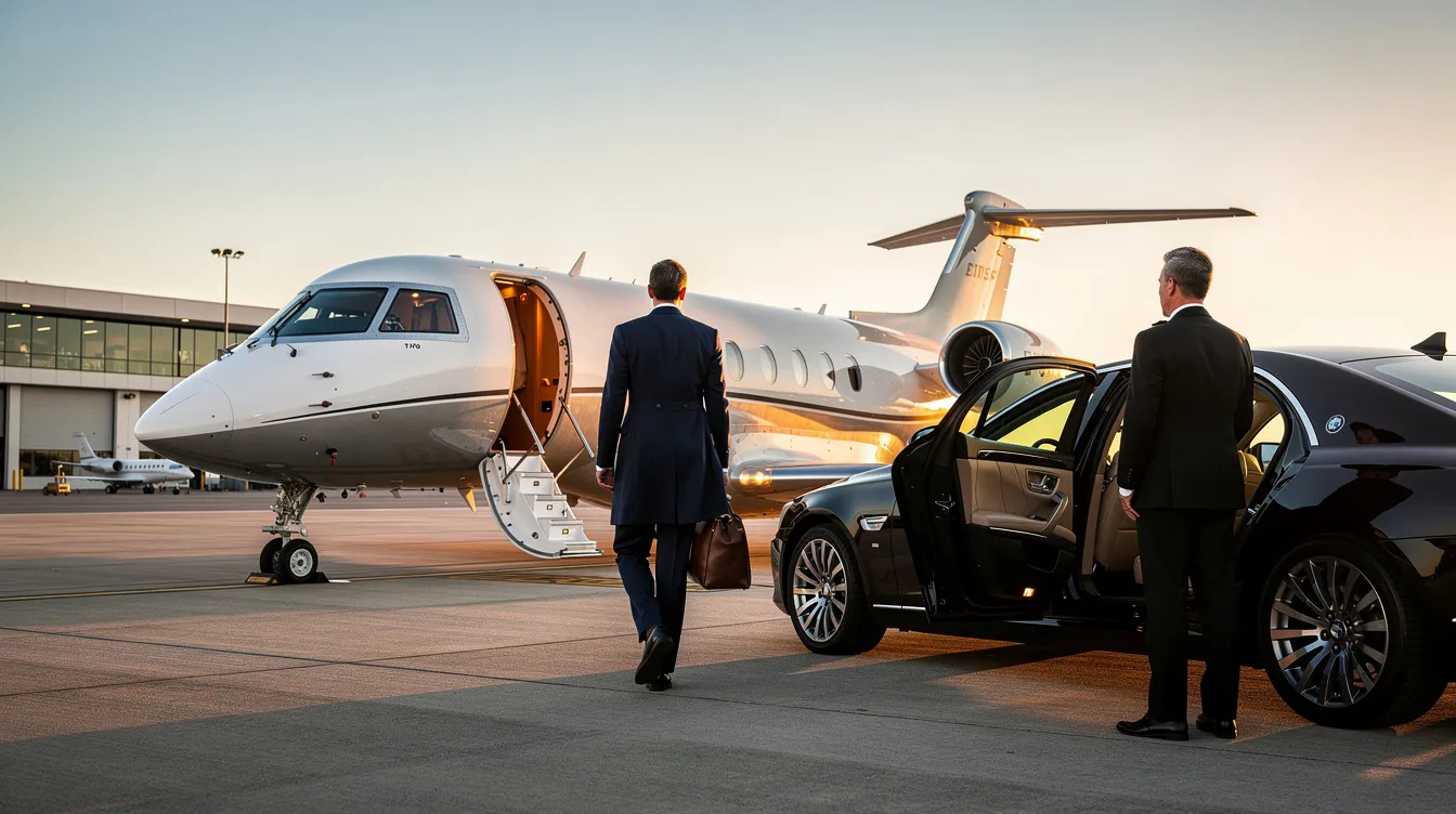 The image depicts a luxurious private jet, symbolizing the concept of private aviation and fractional aircraft ownership, offering discerning travelers seamless travel experiences. This aircraft is part of a fleet operated by NetJets, a leader in the industry, ensuring safety and global access for its customers.