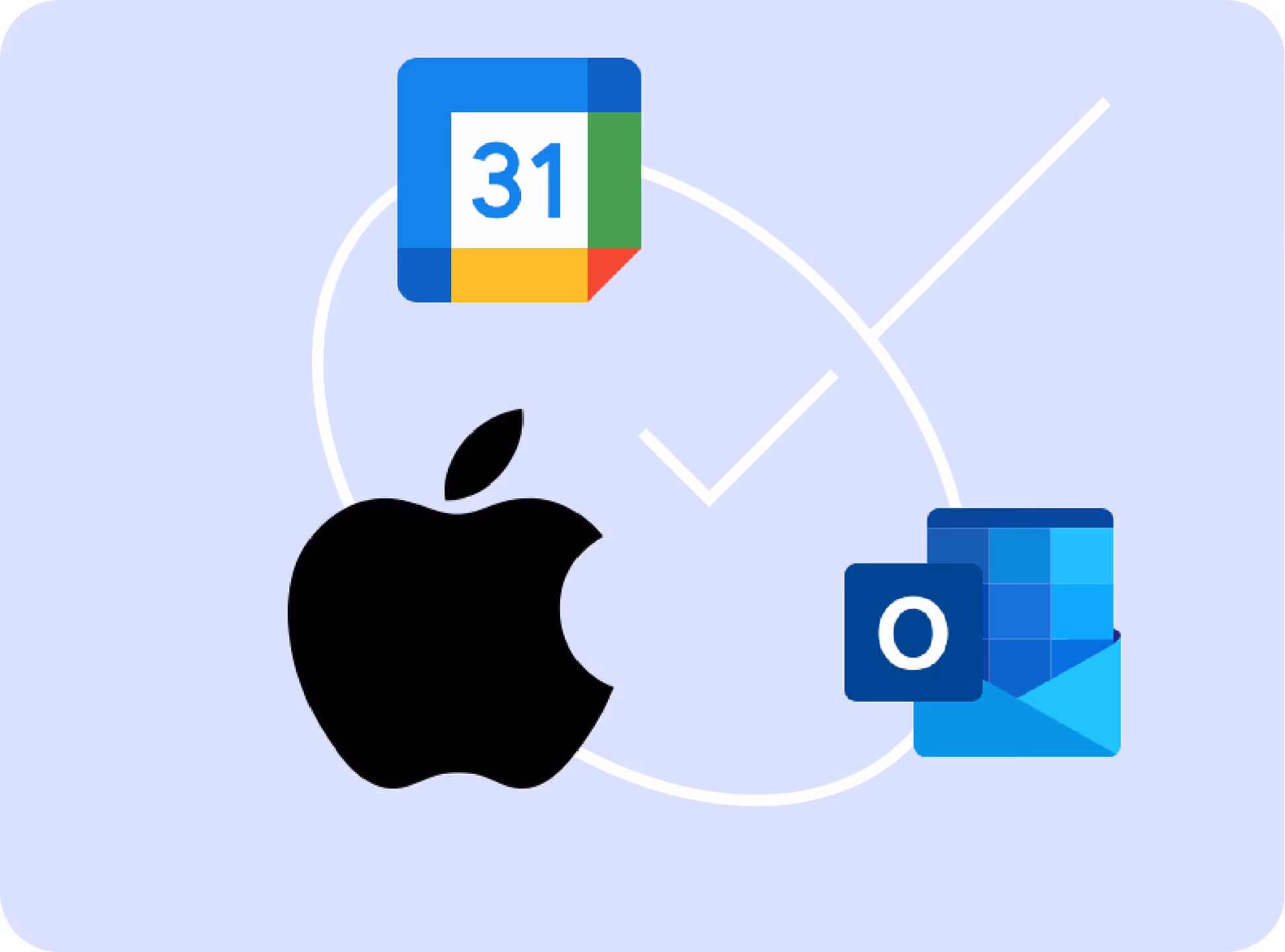 Calendar integrations supported include Apple Calendar, Google Calendar and Microsoft Outlook.