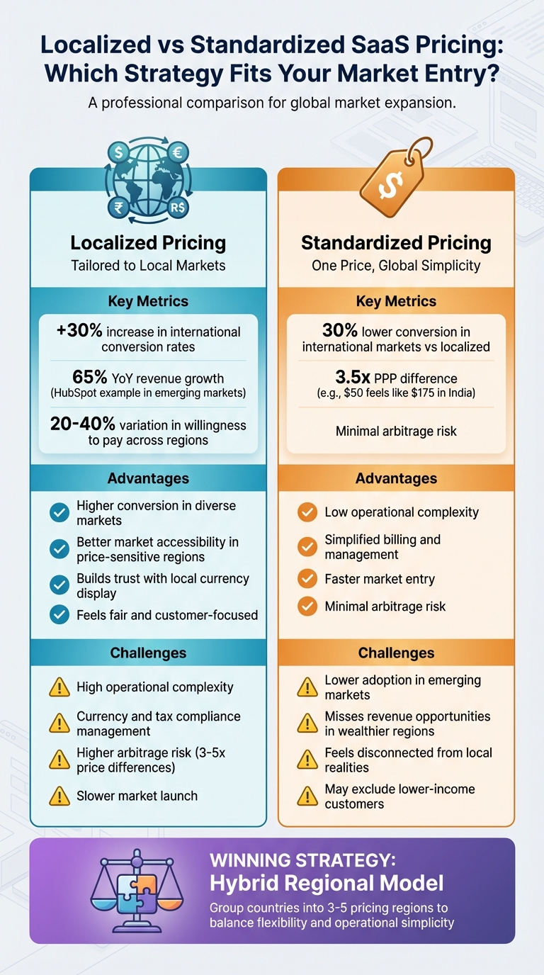 Localized vs Standardized SaaS Pricing: Key Differences Comparison