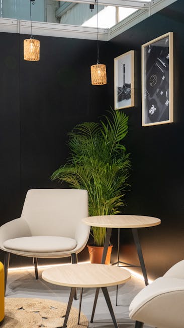 A stylish exhibition booth showcasing modern Scandinavian furniture and decor elements.. Photo by GB  The Green Brand on Pexels