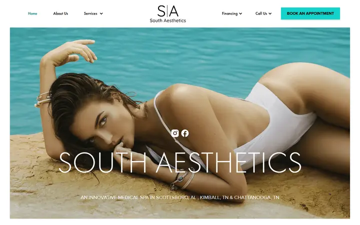 Homepage of the South Aesthetics website