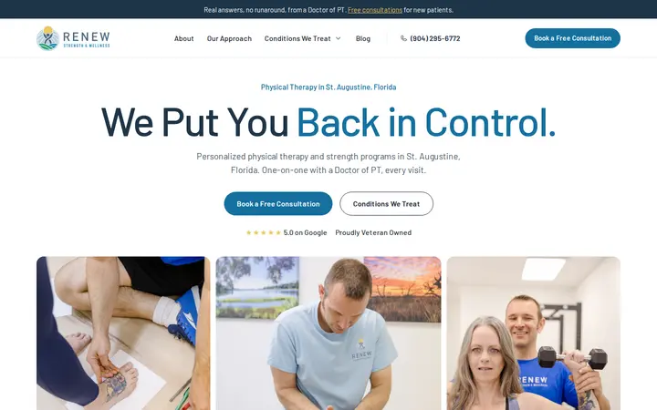 Homepage of the Renew Strength & Wellness website