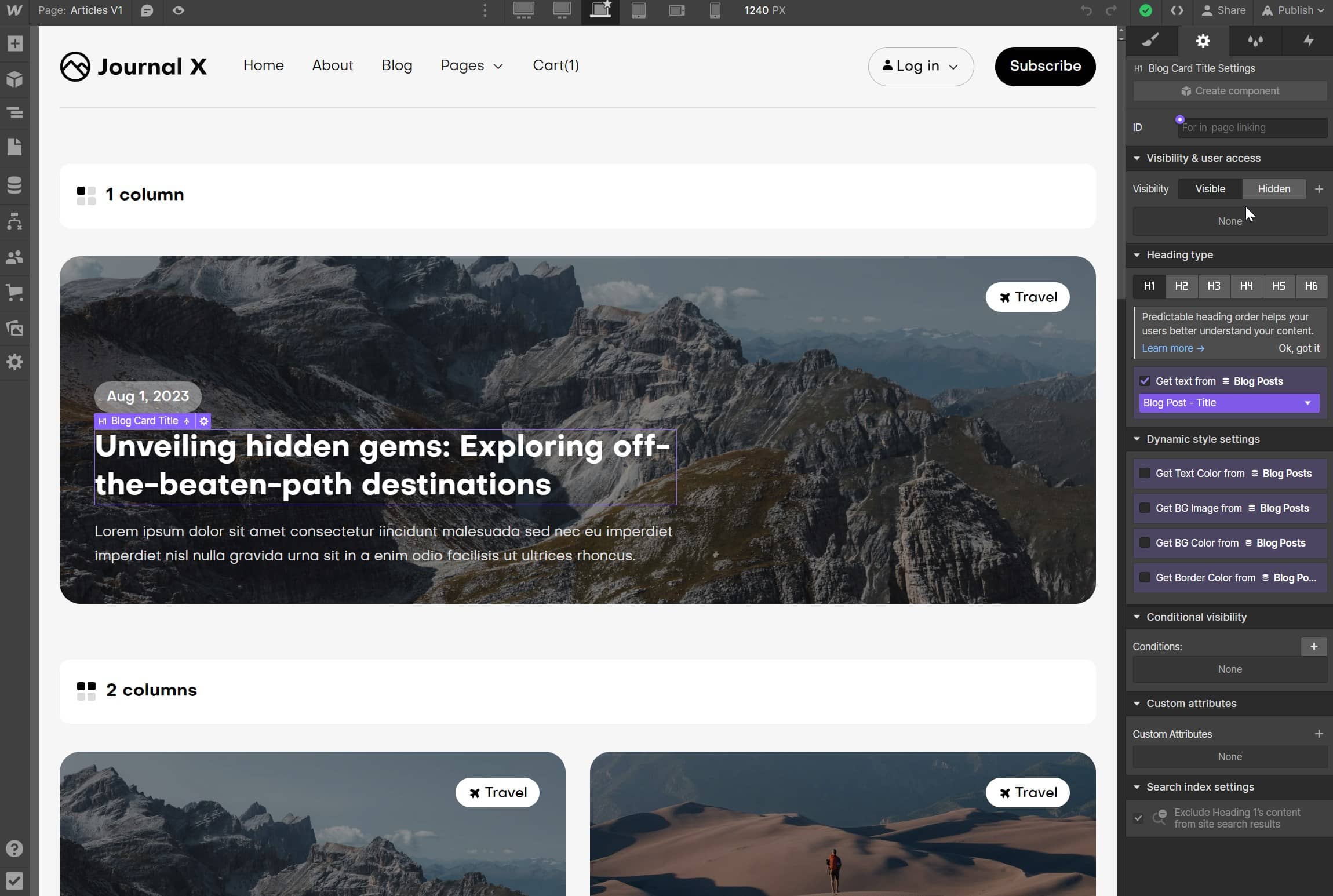 CMS Content - Journal X Webflow Template