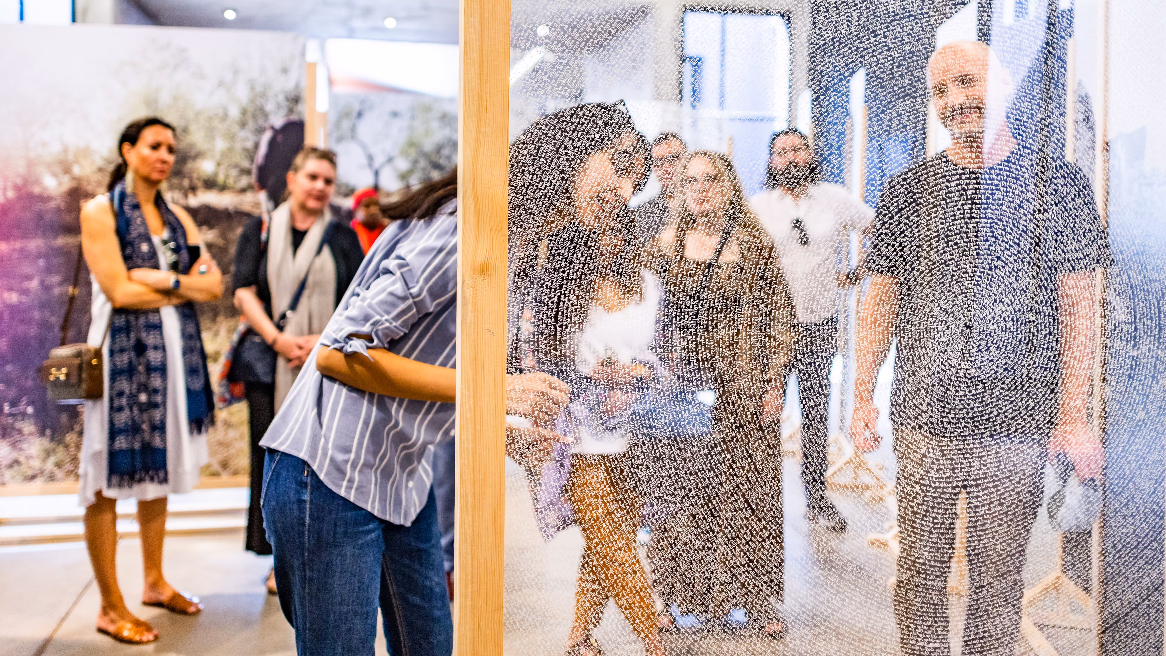 IDSVA students at the Montresso Art Foundation in Morocco, viewing artwork by Mouna Saboni