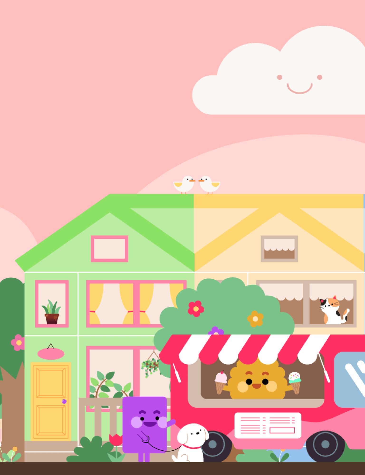 Illustrated row of houses in Calgary.