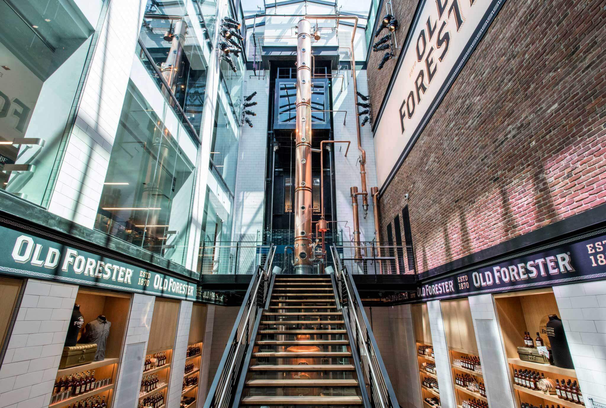 A set of stairs leading up to a store.