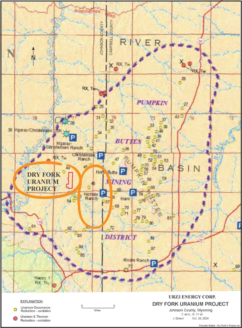 URZ3 Energy - Dry Fork nur eine halbe Meile westlich der Nichols Ranch Mine