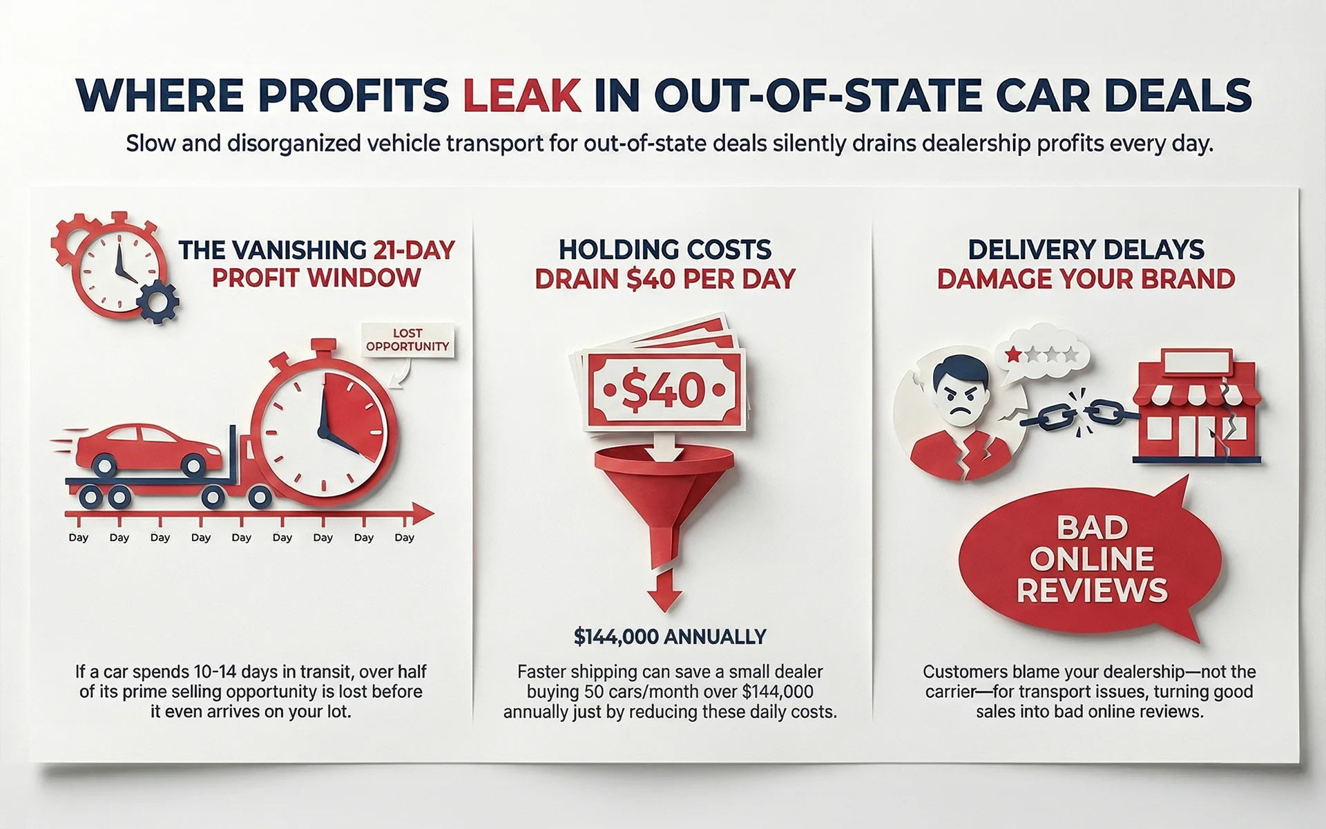Infographic about where profit leaks for small dealerships.