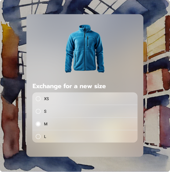 Mockup of product exchange when a customer uses a return portal