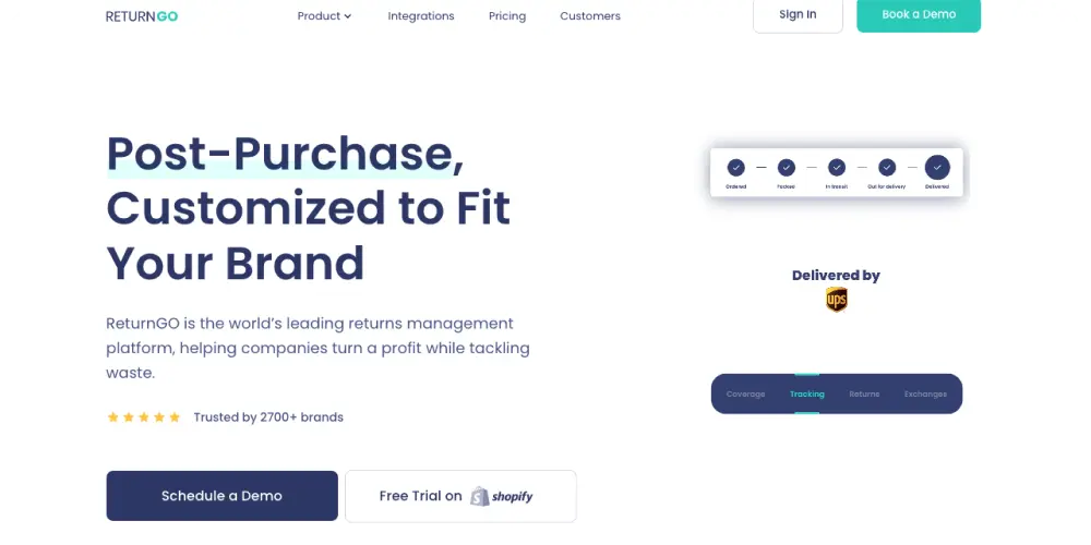 Screenshot of Return's website