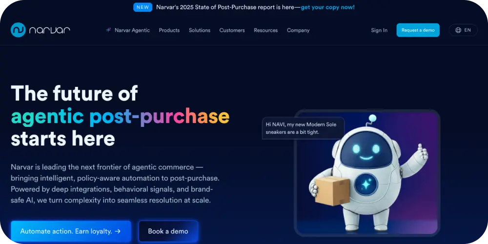 Screenshot of Narvars website