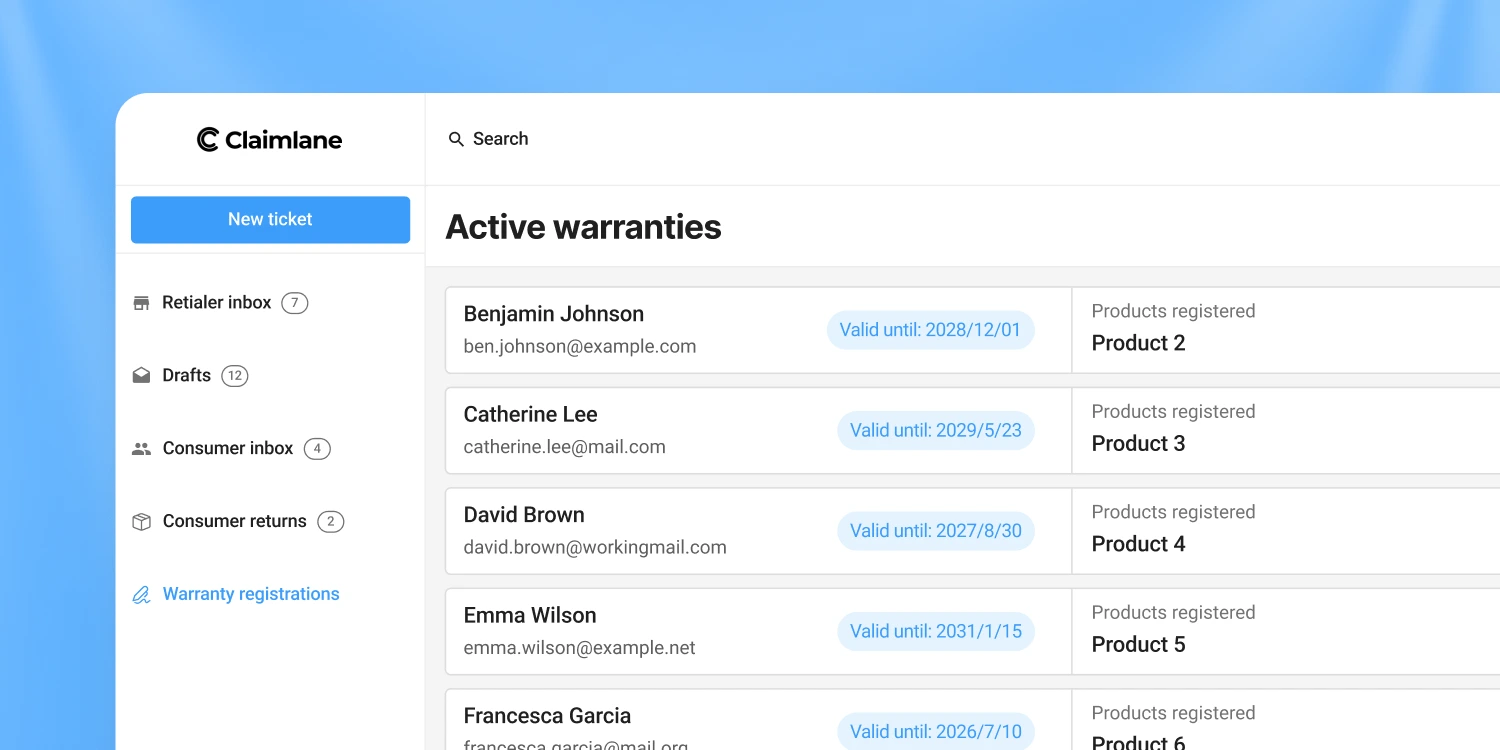 Image of Warranty Tracking Dashboard inside Claimlane