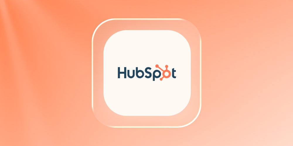 3D illustration of a glowing CRM hub with data connectors radiating outward on a green-to-purple gradient background