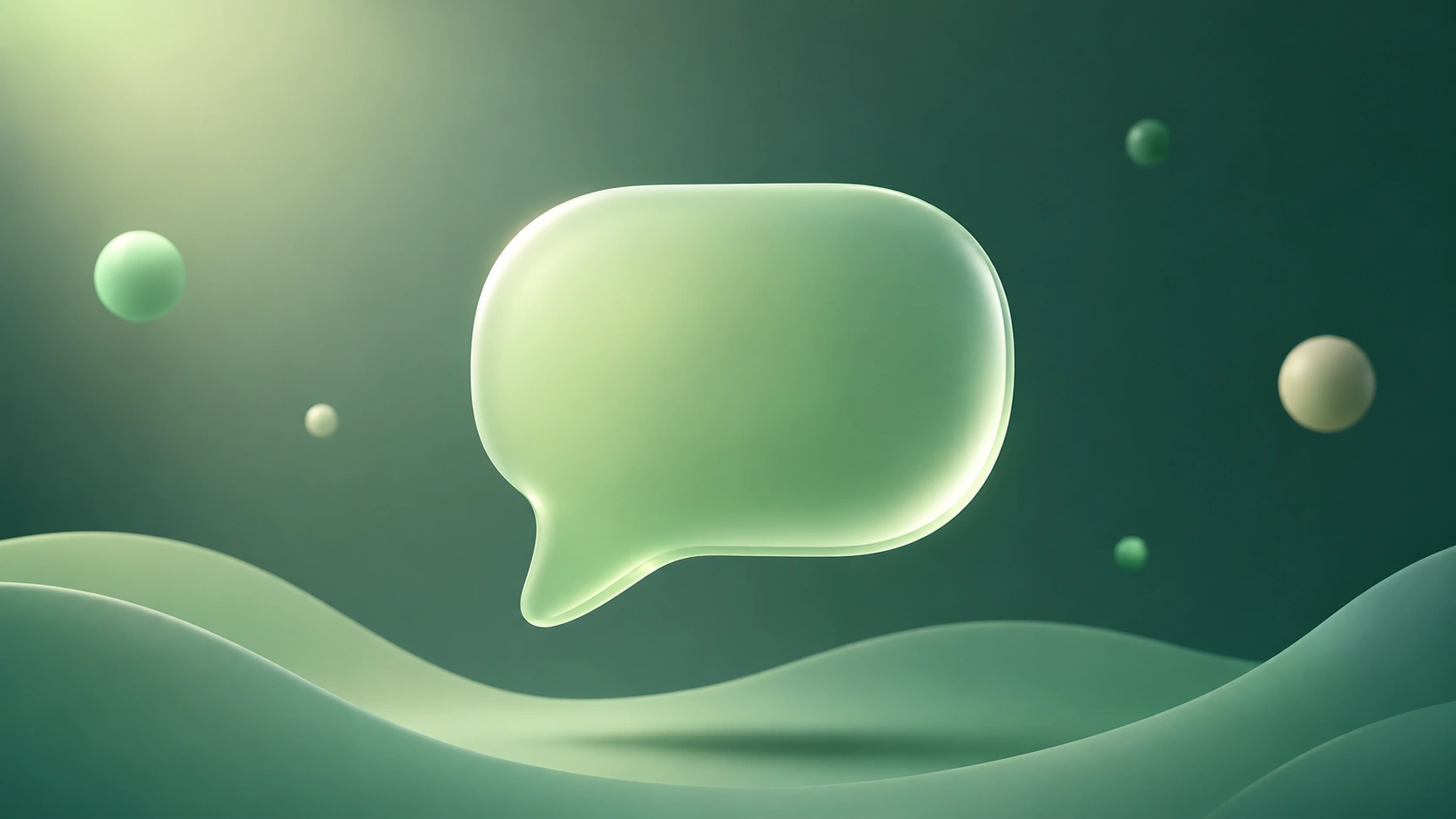 Live chat software illustration with floating green speech bubble on soft green-teal gradient