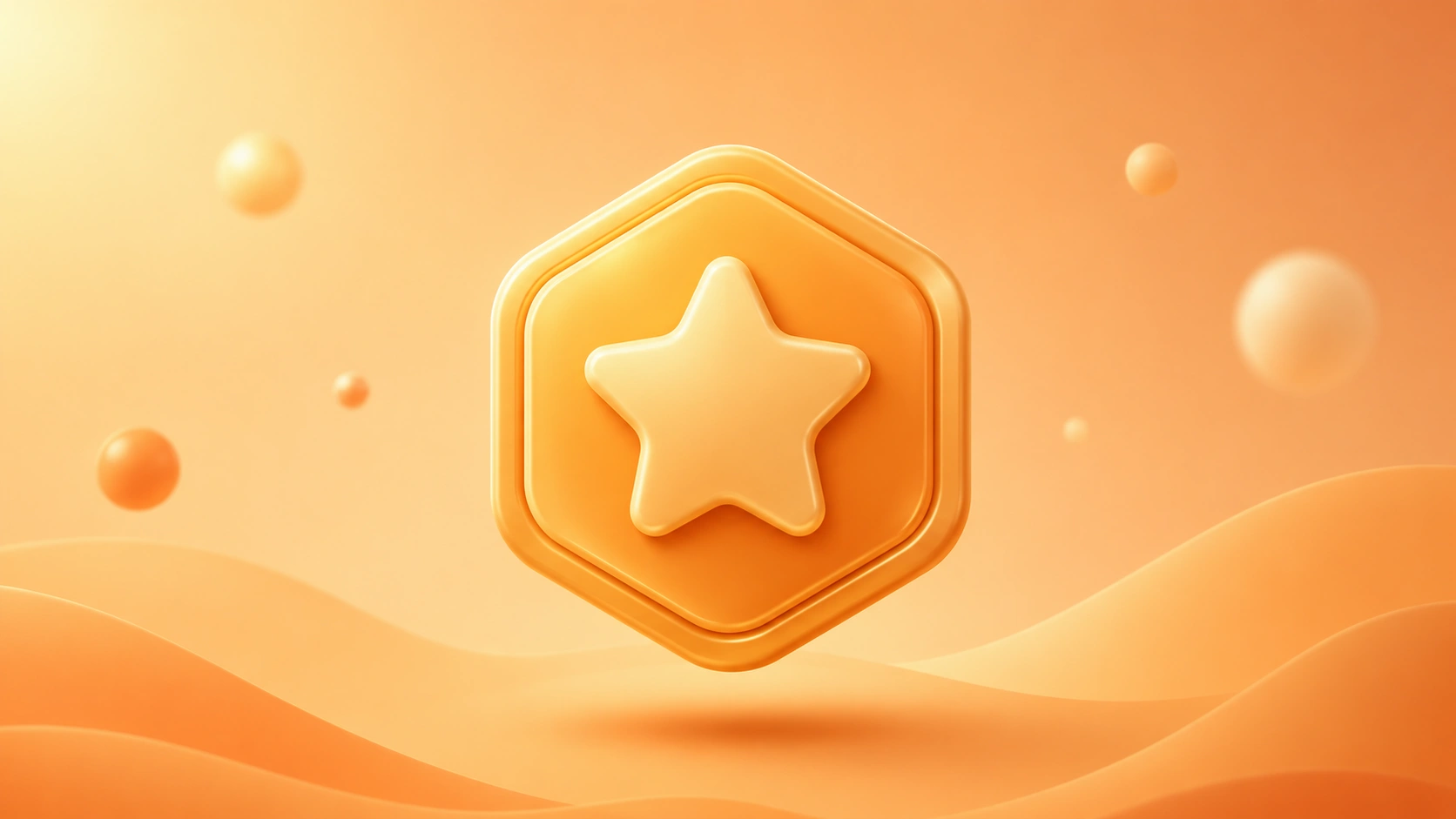 Loyalty program software illustration with floating star badge on warm orange-amber gradient