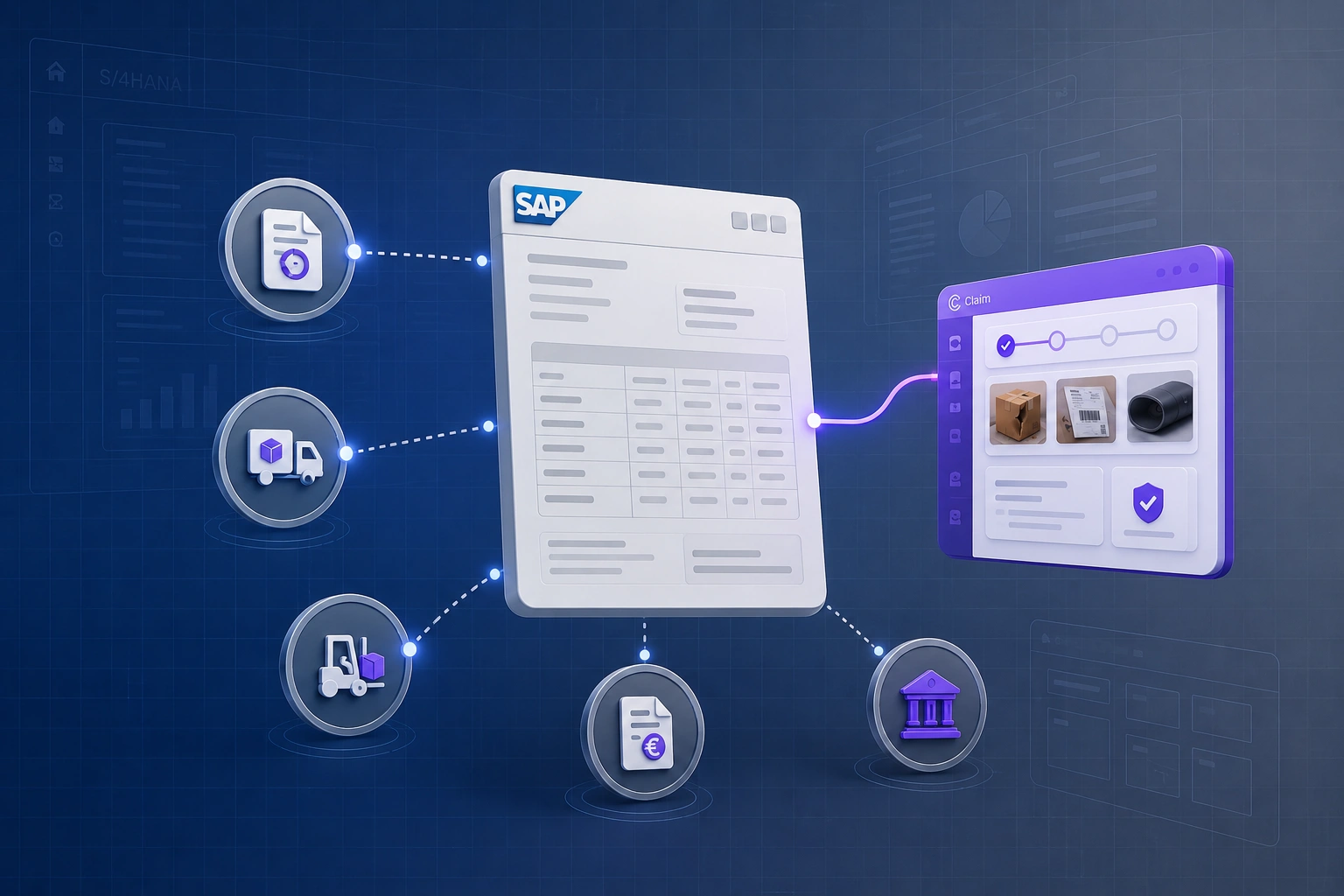 Diagram of the SAP return order processing workflow with handoff points