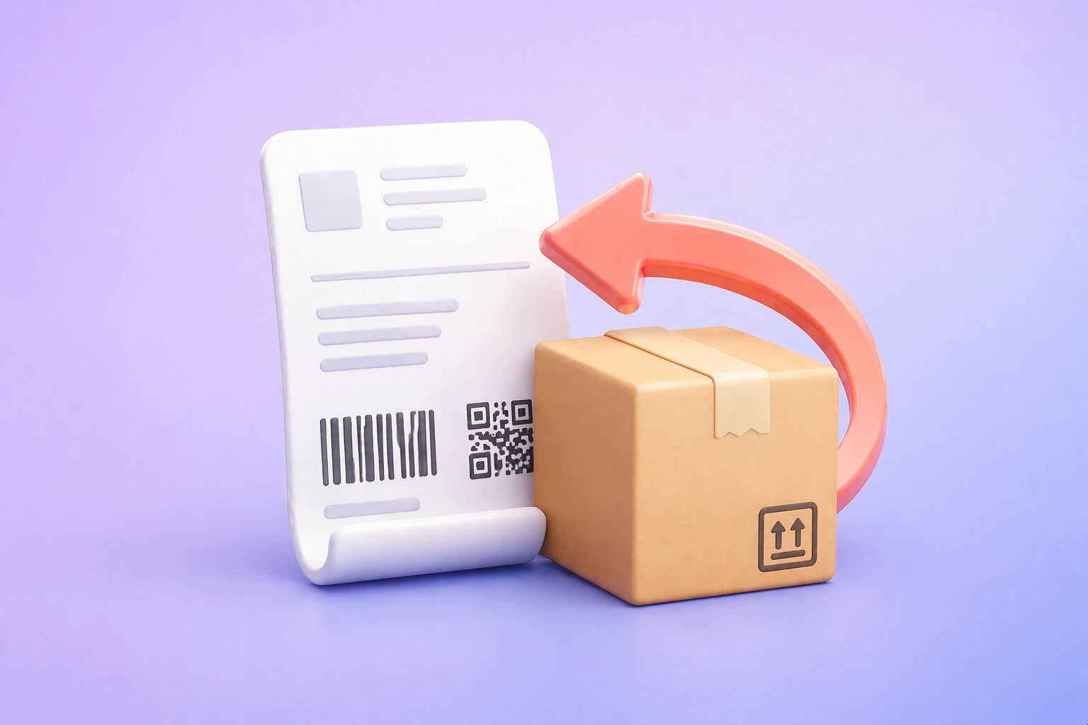 Prepaid return shipping label on a cardboard package ready for ecommerce return