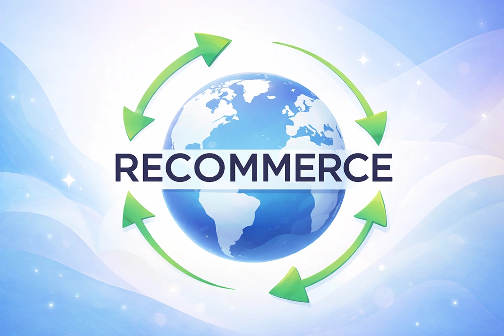 Recommerce lifecycle diagram showing product flow from customer return to refurbishment and resale