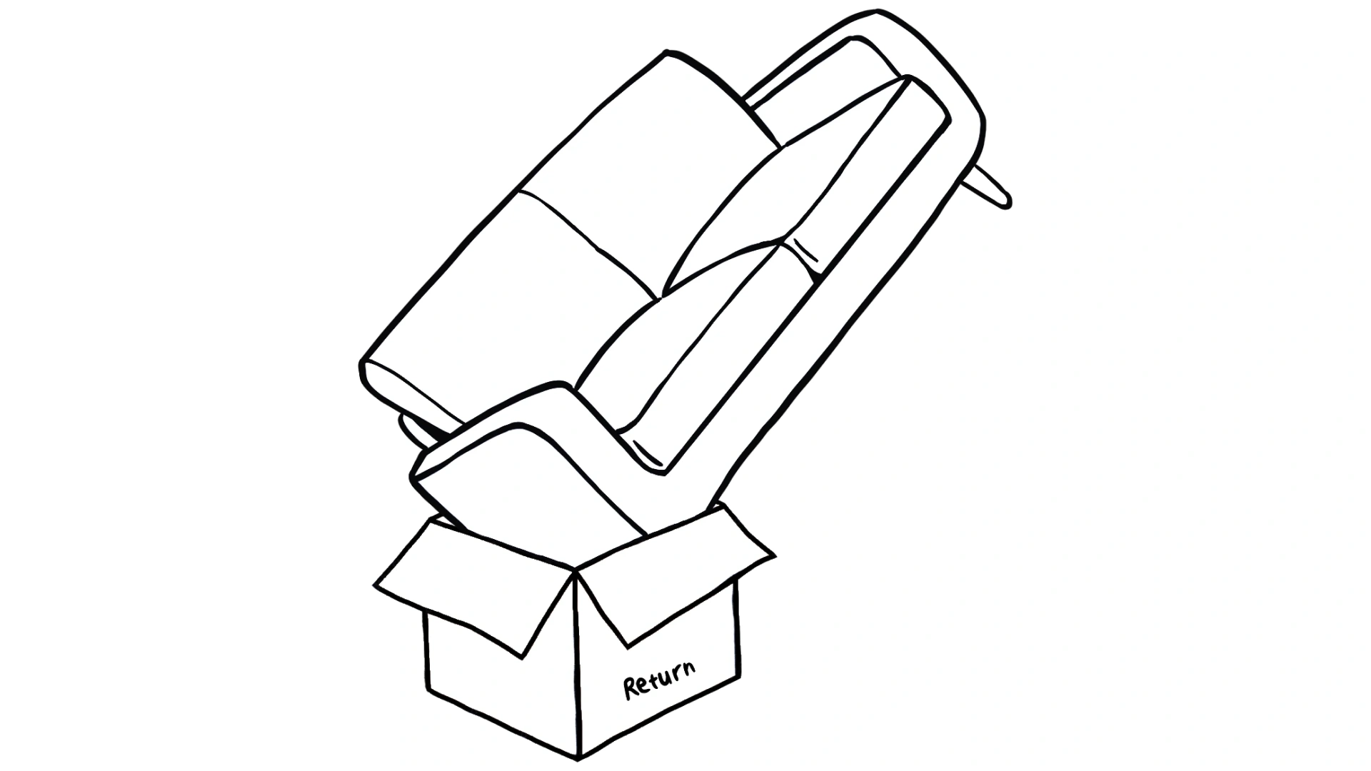 Drawing of a couch in a return parcel