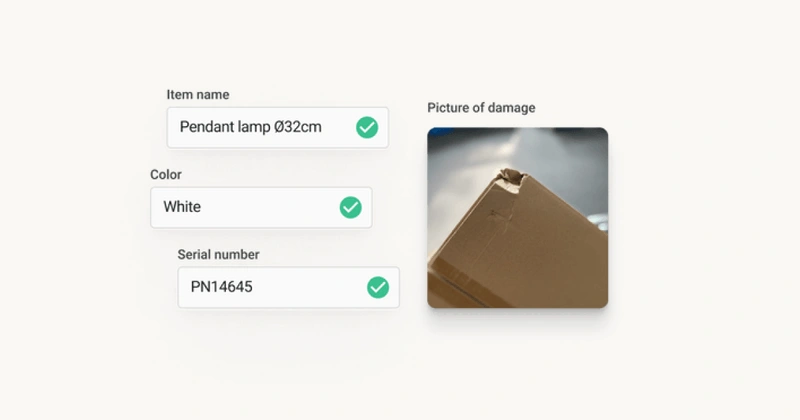 Screenshot from Claimlane B2B product return module
