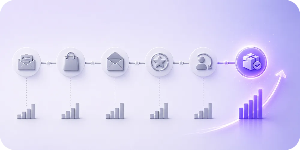 Touchpoint timeline laid out horizontally.
