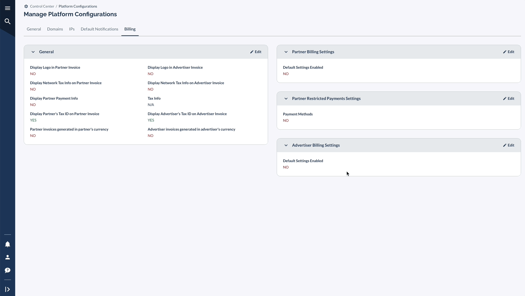 Managing partner restricted payment methods