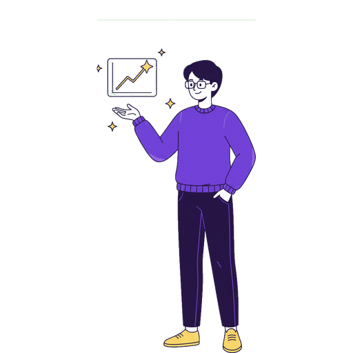 Illustration of a SaaS client presenting a growth chart