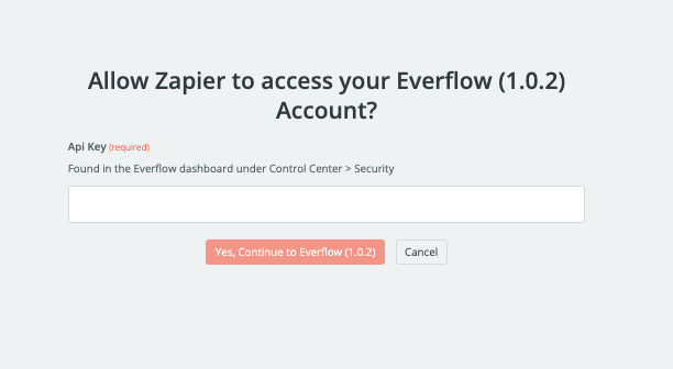 Zapier requesting Everflow API key